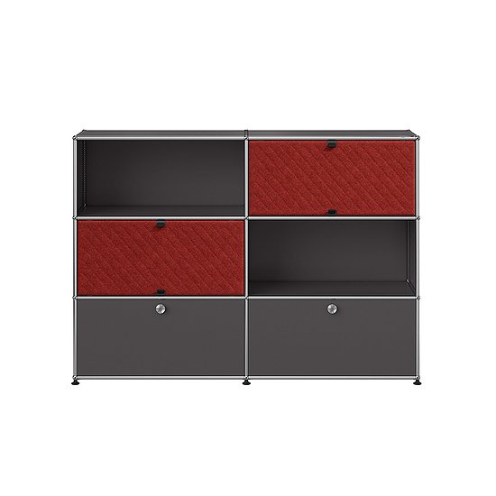 USM Haller Sideboard M66 mit Soft Panels (Anthrazitgrau, rot) [QS M66]