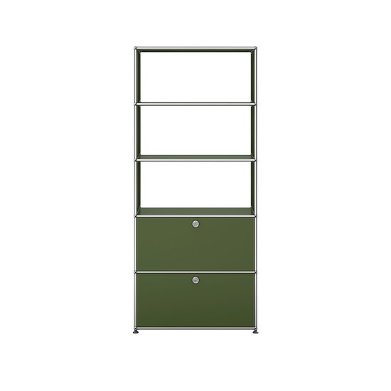 Meuble de rangement USM Haller, Vert olive (QS M24)