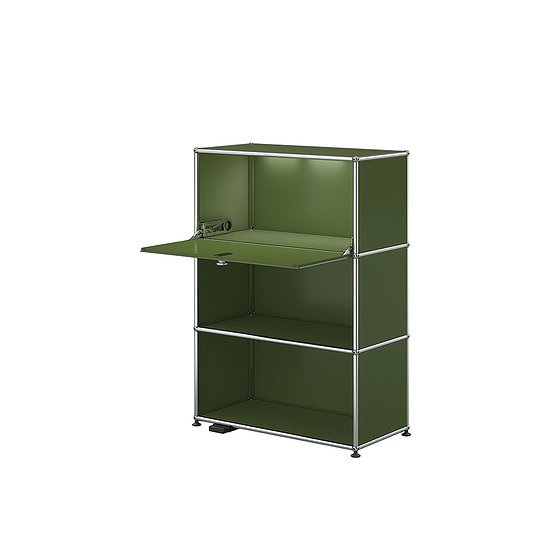 Meuble de rangement USM Haller E, Vert olive (QS M58)